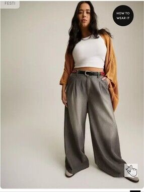 NWT Torrid Festi Wide Leg High-Waist Pants - Gray